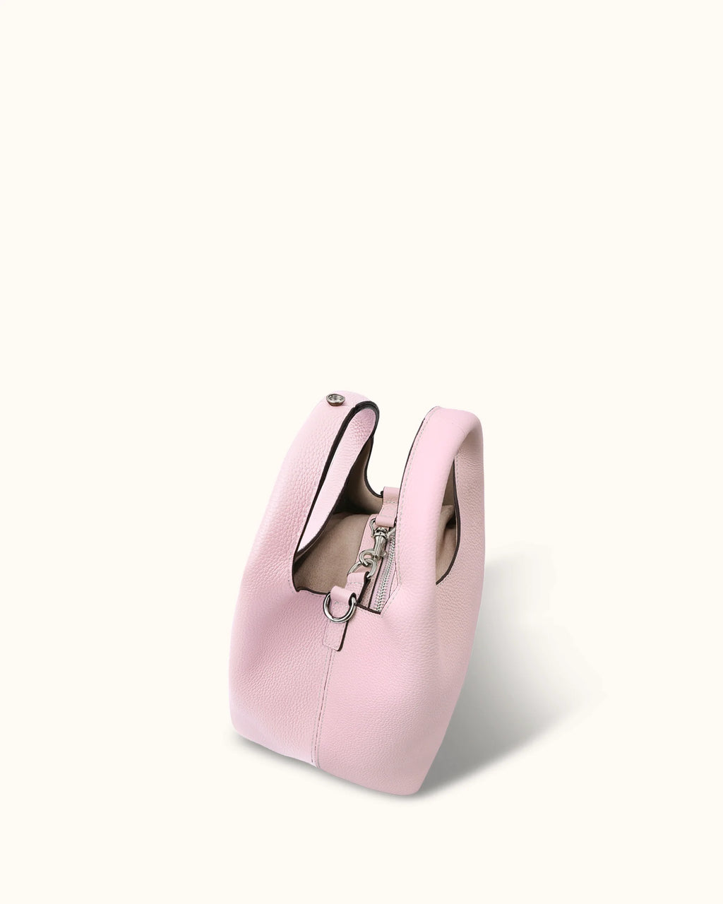 Soft Pebbled Leather Mini Curved Handheld Hobo Bag