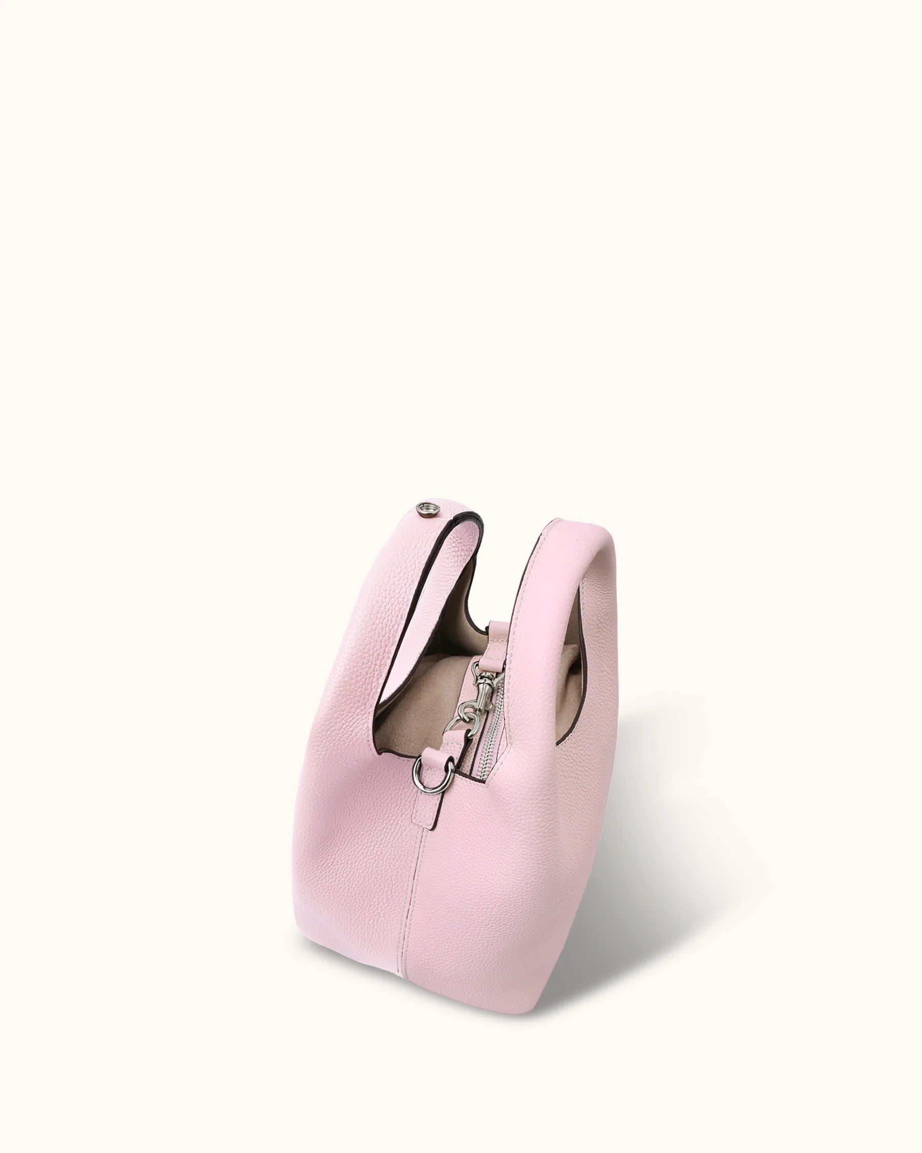 Soft Pebbled Leather Mini Curved Handheld Hobo Bag
