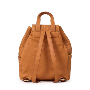 Hand-Woven Leather Drawstring Flap Backpack