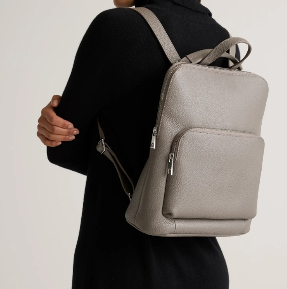 Minimal Pebbled Leather Convertible Multiway Backpack